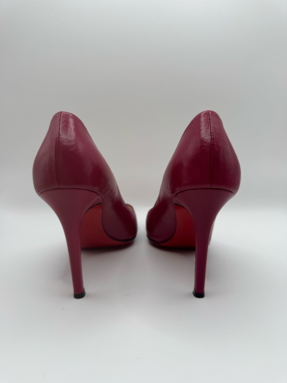 Christian Louboutin Very Privé 100 Peep-Toe Pump | Berry Leather | Size 37.5 - Picture 5 of 8